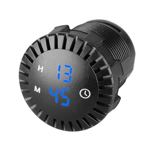 Elektronische Uhr mit LED-Hintergrundbeleuchtung für 12 V 24 V Motorräder, Geländefahrzeuge, Autos, wasserdichte Touch-Steuerung, einfach zu verstellen (blau) von Desiumite