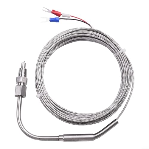 Für Motorabgas-Temperatursonde K Typ Thermoelement EGT Sensor mit Edelstahlgeflechtkabel und verstellbarer Länge Gewindesicherung 1/8 NPT (5 m) von Desiumite