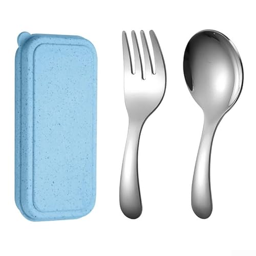 Kinderfreundliches Edelstahl-Löffel- und Gabel-Set, perfekt für Outdoor-Aktivitäten und Mahlzeiten (Silber) von Desiumite