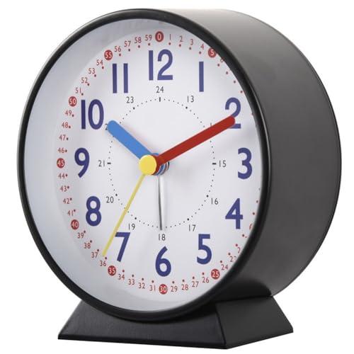 Moderne 10 cm leise Uhr mit leuchtendem Nachtlicht, ideal für Schlafzimmer, Büro oder Reisen (schwarz) von Desiumite