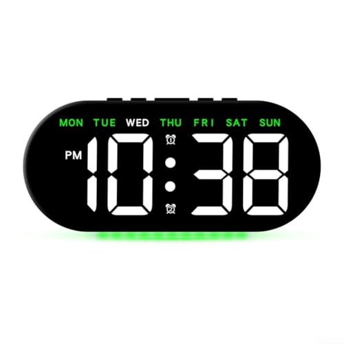 Moderner LED-Digitalwecker mit USB-Ladefunktion und Umgebungsbeleuchtung für Schlafzimmer (B-Grün) von Desiumite