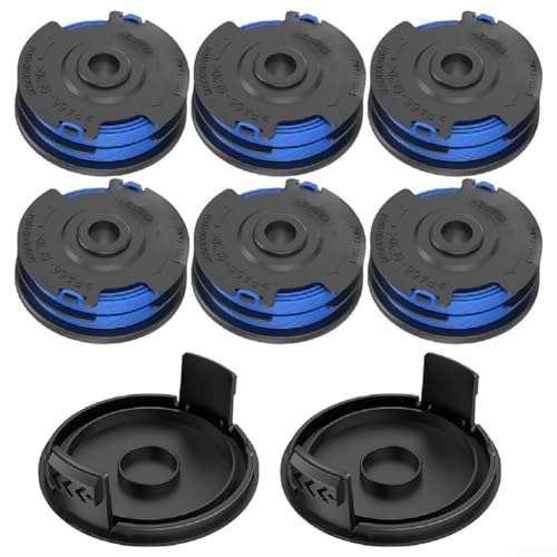 Nylon-Ersatzschnurspule und Abdeckung für Homelite Rasengeräte, 7 m Länge, passt nahtlos auf mehrere Modelle (6 + 2 Set) von Desiumite