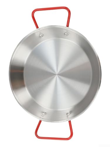 Paella-Schüssel aus Edelstahl, Servierplatte, Topf, Wok-Tablett zum Kochen von Meeresfrüchten, Snacks und mehr in Restaurants oder Catering-Orten (22 cm) von Desiumite