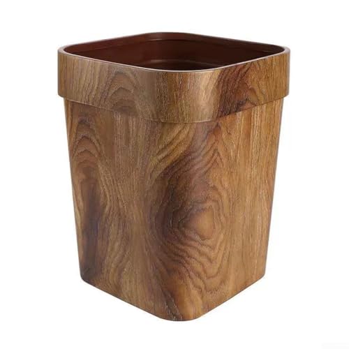 Quadratischer Kunststoff-Mülleimer 14 l mit Holzmaserung Rand für Küche, Hotel, Schlafzimmer und KTV-Toiletten mit breitem Rand für verbesserte Müllsackbefestigung Quadratischer Kunststoff-Mülleimer 14 l mit Holzmaserung Rand für Küche, Hotel, Schlafzimmer und KTV-Toiletten mit breitem Rand für verbesserte Müllsackbefestigung von Desiumite