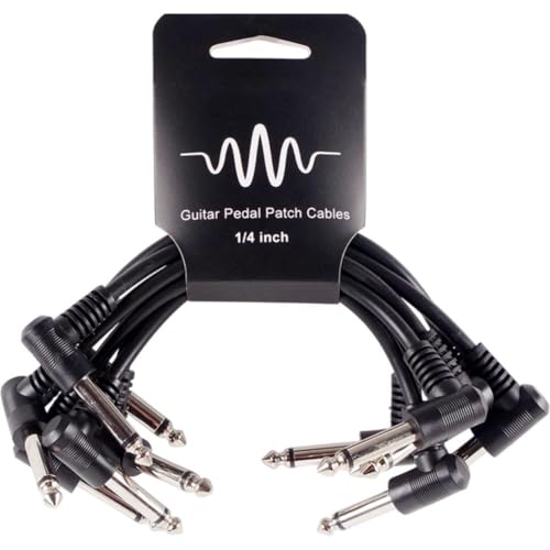 Robustes 15,2 cm rechtwinkliges Gitarren-Effektpedalkabel für Leistung und Zuverlässigkeit (6 Stück, 18 cm, schwarz) von Desiumite