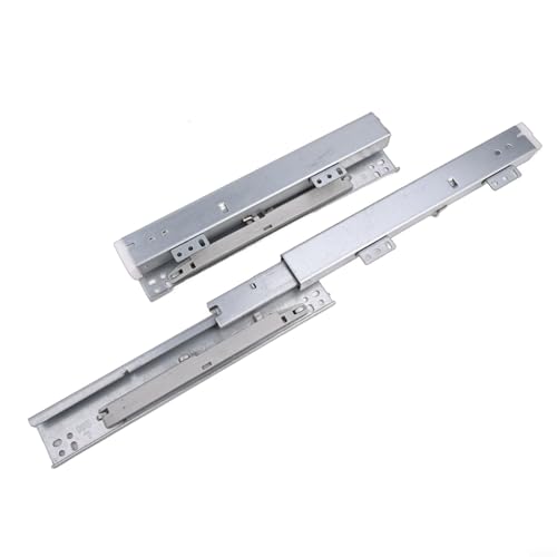 Schubladenschienen aus Stahl, sanft schließend, Bodenmontage, 1 Paar mit dreistufiger Vollauszug und Federdämpfung für geräuschloses Schließen von Schubladen (250 mm) von Desiumite