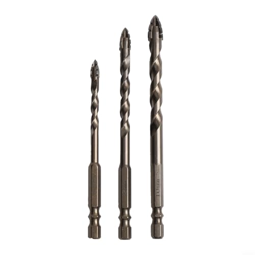 Set mit 3 Exzenter-Dreiecksbohrern für Glas und Fliesen, entworfen für präzises Stanzen und Bohren mit Hochgeschwindigkeitsdrehung Set mit 3 Exzenter-Dreiecksbohrern für Glas und Fliesen, entworfen für präzises Stanzen und Bohren mit Hochgeschwindigkeitsdrehung von Desiumite