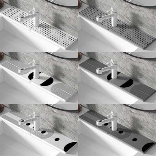 Spritzschutz für Spüle mit 60 cm Kieselgur-Tablett, perfekte Ergänzung für jede Küche oder Bad (Weiß B) von Desiumite