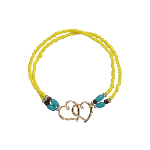 Stylisches türkisfarbenes elastisches Fußkettchen mit doppellagigem Design für schicke Sommer-Looks (XY-3522) von Desiumite