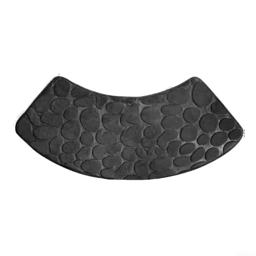 Waschbare, rutschfeste gebogene Duschmatte für Eckbadezimmer und sicheres Stehen (schwarz) von Desiumite