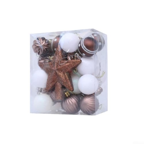 Weihnachtskugel-Ornament-Set, 31-teilig, bruchsichere Kunststoffkugel mit Glitzer-Finish zum Aufhängen an Bäumen und Dekorieren von Fenstern, Kränzen und Kaminen (braun) von Desiumite