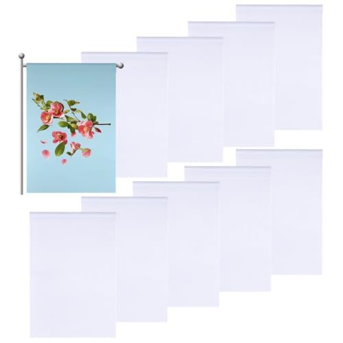 10 leere Gartenflaggen, weiße Polyester-Banner zum Sublimieren oder Malen, 30 x 45 cm, für Rasen oder Outdoor-Dekoration von Deskium