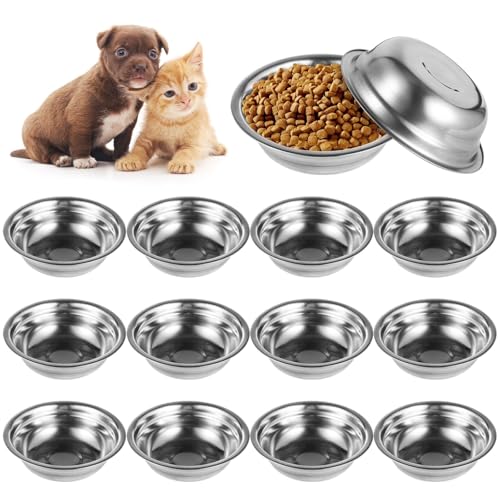 15 Stück kleine Edelstahl-Haustiernäpfe, 5,9 Katzen- und Hunde-Wassernapf, kippsichere Whiskerfreundliche, flache Futterteller, Ersatznäpfe für Haustierständer 15 Stück kleine Edelstahl-Haustiernäpfe, 5,9 Katzen- und Hunde-Wassernapf, kippsichere Whiskerfreundliche, flache Futterteller, Ersatznäpfe für Haustierständer von Deskium
