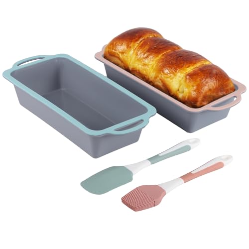 2-teiliges Silikon-Kastenform-Set mit Spatel und Pinsel, hochtemperaturbeständige Kuchenformen für hausgemachtes Backen von Deskium