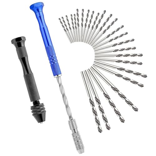 27-teiliges Handbohrerset mit Schnellwechselfutter, Präzisionsstiftschraubstock, Mini-Spiralbohrer für Holz, Kunststoff & Metall, inklusive Aufbewahrungsbox für Basteln & Modellbau von Deskium
