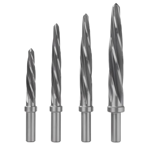 4-teiliges Kegelreibahlen-Set für Metall und Automobil, Hss6542 M2 Hochgeschwindigkeitsstahl mit Aluminium-Aufbewahrungsbox von Deskium