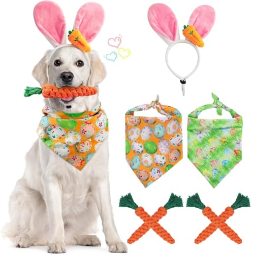 8-teiliges Osterkostüm für Hunde, enthält Hasen-Stirnbänder, Karottenspielzeug und Halstücher für Haustierpartys 8-teiliges Osterkostüm für Hunde, enthält Hasen-Stirnbänder, Karottenspielzeug und Halstücher für Haustierpartys von Deskium