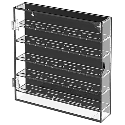 Acryl-Münzvitrine mit 5 Ebenen, transparenter Halter mit schwarzer Rückseite, abnehmbare Trennwände, aufklappbare Tür-Aufbewahrungsbox von Deskium