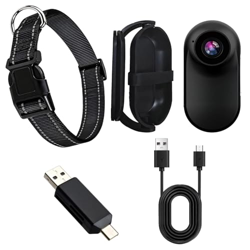 Deskium HD Haustierkamera mit 360° Halterung, verstellbares Halsband für Katzen und Hunde, inklusive OTG-Adapter, USB-Kabel für einfache Verwendung von Deskium