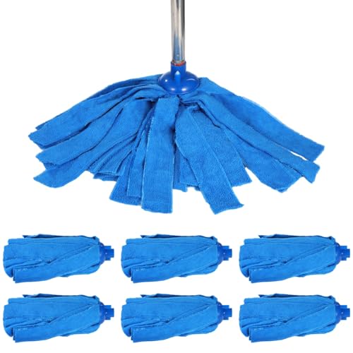 Deskium Mikrofaser-Wischmopp-Nachfüllpackungen, blaue Nass- und Trockenköpfe für hervorragende Saugfähigkeit, multidirektionale Reinigung, passend für 3/4-Gewinde-Mopp-Stangen, 6 Stück Deskium Mikrofaser-Wischmopp-Nachfüllpackungen, blaue Nass- und Trockenköpfe für hervorragende Saugfähigkeit, multidirektionale Reinigung, passend für 3/4-Gewinde-Mopp-Stangen, 6 Stück von Deskium