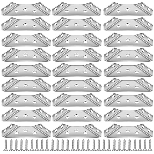 Edelstahl Eckhalterung, Multifunktionaler Möbelverbinder in L-Form mit drei Seiten, Schrankstütze (wasserdicht und Qualität) mit 240 Schrauben, für einfache Installation von Deskium