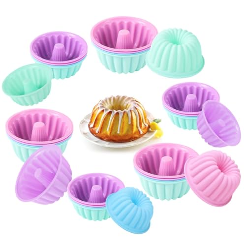 Silikon-Donut-Pfannen mit 48 Stück, antihaftbeschichtet, in kleinen und mittleren Größen, verschiedene Farben, geriffelte Formen zum Backen von Donuts, Muffins und Kuchen von Deskium