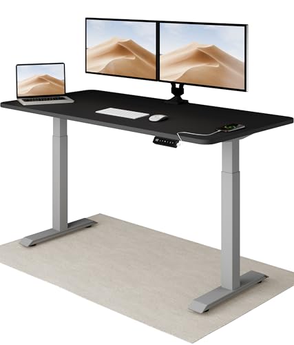 Desktronic Höhenverstellbarer Schreibtisch 160x80 cm - Stabiler Schreibtisch Höhenverstellbar Elektrisch - Standing Desk mit Touchscreen und Integrierten Ladesteckern von Desktronic