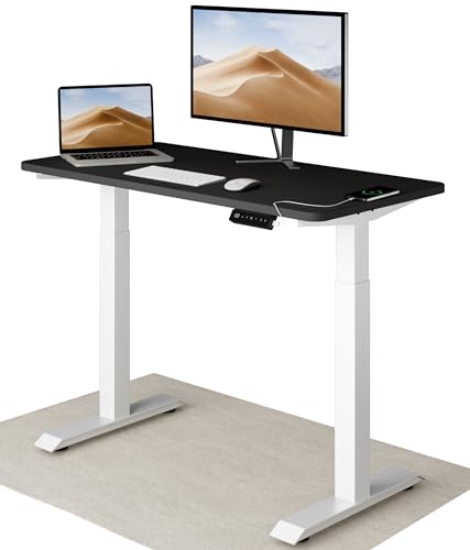 Desktronic Höhenverstellbarer Schreibtisch 120x60 cm - Stabiler Schreibtisch Höhenverstellbar Elektrisch - Standing Desk mit Touchscreen und Integrierten Ladesteckern von Desktronic