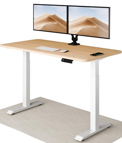 Desktronic Höhenverstellbarer Schreibtisch 140x70 cm - Stabiler Schreibtisch Höhenverstellbar Elektrisch - Standing Desk mit Touchscreen und Integrierten Ladesteckern von Desktronic