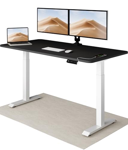 Desktronic Höhenverstellbarer Schreibtisch 160x80 cm - Stabiler Schreibtisch Höhenverstellbar Elektrisch - Standing Desk mit Touchscreen und Integrierten Ladesteckern von Desktronic