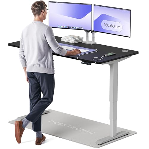 Desktronic HomePro Höhenverstellbarer Schreibtisch 160 × 80 cm – Elektrischer Schreibtisch Mit Zwei Elektrischen Motoren, Touchscreen-Steuerung und Integrierten USB-A- und USB-C-Ladeanschlüssen von Desktronic