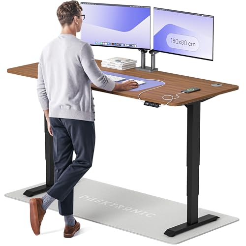 Desktronic HomePro Höhenverstellbarer Schreibtisch 180 × 80 cm – Elektrischer Schreibtisch Mit Zwei Elektrischen Motoren, Touchscreen-Steuerung und Integrierten USB-A- und USB-C-Ladeanschlüssen von Desktronic