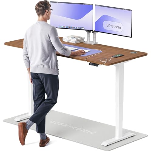 Desktronic HomePro Höhenverstellbarer Schreibtisch 180 × 80 cm – Elektrischer Schreibtisch Mit Zwei Elektrischen Motoren, Touchscreen-Steuerung und Integrierten USB-A- und USB-C-Ladeanschlüssen von Desktronic