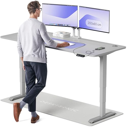 Desktronic HomePro Höhenverstellbarer Schreibtisch 200 × 80 cm – Elektrischer Schreibtisch Mit Zwei Elektrischen Motoren, Touchscreen-Steuerung und Integrierten USB-A- und USB-C-Ladeanschlüssen von Desktronic