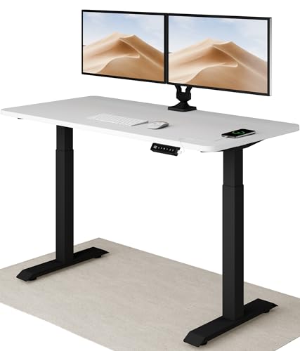 Desktronic Höhenverstellbarer Schreibtisch 140x70 cm - Stabiler Schreibtisch Höhenverstellbar Elektrisch - Standing Desk mit Touchscreen und Integrierten Ladesteckern von Desktronic