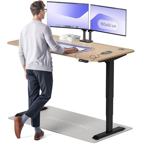 Desktronic Höhenverstellbarer Schreibtisch aus Bambus (160x80cm) – Elektrisch höhenverstellbar mit flüsterleisem Dual-Motor & Touchscreen – Hohe Tragfähigkeit – Stehtisch HomePro von Desktronic