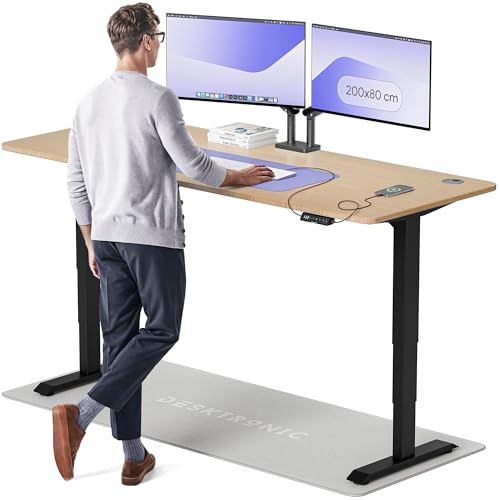 Desktronic Höhenverstellbarer Schreibtisch aus Bambus (200x80cm) – Elektrisch höhenverstellbar mit flüsterleisem Dual-Motor & Touchscreen – Hohe Tragfähigkeit – Stehtisch HomePro von Desktronic