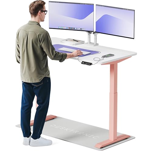 Desktronic HomeOne – Elektrisch höhenverstellbarer Schreibtisch aus, 140 × 70 cm, mit Touchscreen-Steuerung & integrierten USB-A & USB-C Ladeanschlüssen von Desktronic