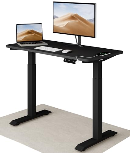 Desktronic Höhenverstellbarer Schreibtisch 120x60 cm - Stabiler Schreibtisch Höhenverstellbar Elektrisch - Standing Desk mit Touchscreen und Integrierten Ladesteckern von Desktronic