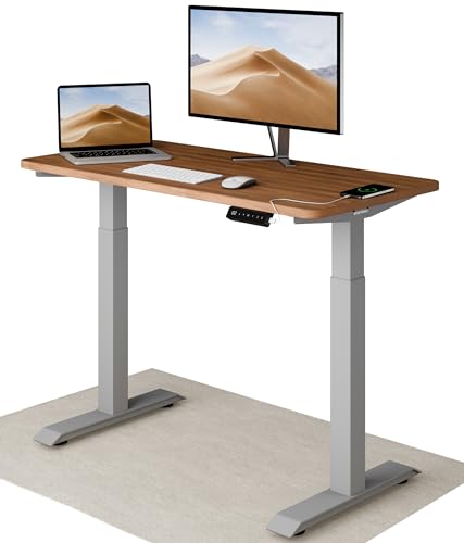 Desktronic Höhenverstellbarer Schreibtisch 120x60 cm - Stabiler Schreibtisch Höhenverstellbar Elektrisch - Standing Desk mit Touchscreen und Integrierten Ladesteckern von Desktronic