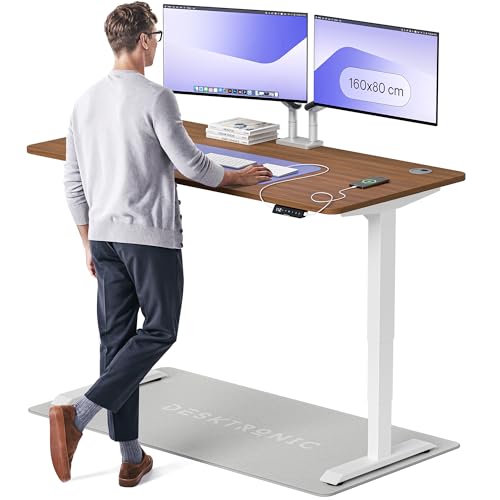 Desktronic HomePro Höhenverstellbarer Schreibtisch 160 × 80 cm – Elektrischer Schreibtisch Mit Zwei Elektrischen Motoren, Touchscreen-Steuerung und Integrierten USB-A- und USB-C-Ladeanschlüssen von Desktronic