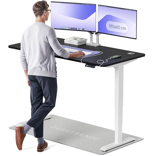 Desktronic HomePro Höhenverstellbarer Schreibtisch 160 × 80 cm – Elektrischer Schreibtisch Mit Zwei Elektrischen Motoren, Touchscreen-Steuerung und Integrierten USB-A- und USB-C-Ladeanschlüssen von Desktronic
