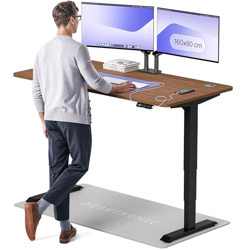 Desktronic HomePro Höhenverstellbarer Schreibtisch 160 × 80 cm – Elektrischer Schreibtisch Mit Zwei Elektrischen Motoren, Touchscreen-Steuerung und Integrierten USB-A- und USB-C-Ladeanschlüssen von Desktronic