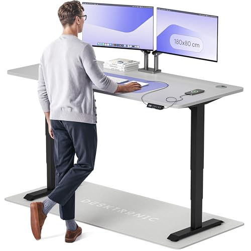 Desktronic HomePro Höhenverstellbarer Schreibtisch 180 × 80 cm – Elektrischer Schreibtisch Mit Zwei Elektrischen Motoren, Touchscreen-Steuerung und Integrierten USB-A- und USB-C-Ladeanschlüssen von Desktronic