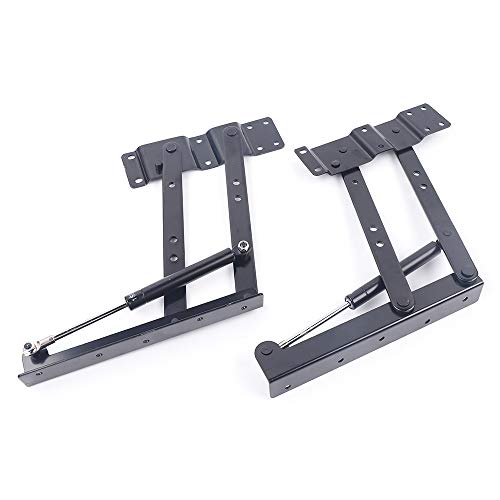 2pc Schwarz Pneumatische Couchtisch Hebebügel Verstellbare Lift Up Couchtisch Heben Rahmen Möbel Frühling Scharnier Dicke 3mm， Oberflächengröße (L * W) 22 * 3cm von Desnysmf