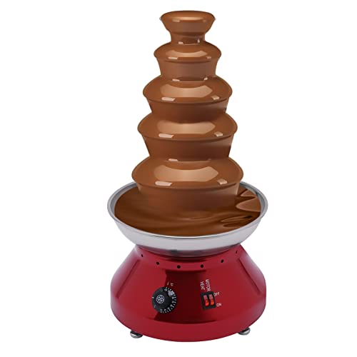 5 Ebenen Schokoladenbrunnen Schokobrunnen Elektrisch Edelstahl 230W Kommerzieller Turm Große Kapazität Edelstahl-Schokoladenschmelz-Heizmaschine für Käse-Liköre Party Hochzeit, 3000ml, 33*33*61.3cm von Desnysmf