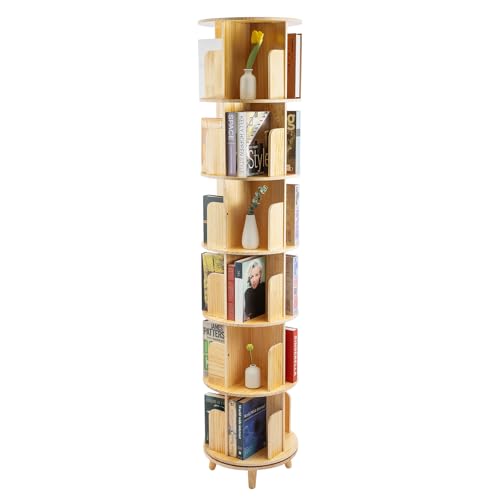 6 Stufen Drehbares Bücherregal 360-Anzeigen-Buch-Regal Turm Massivholz Rotierendes Bodenstehendes Aufbewahrungshalter für Flure, Balkone, Schlafzimmer Multifunktionale Organizer, Schichthöhe 31cm 6 Stufen Drehbares Bücherregal 360-Anzeigen-Buch-Regal Turm Massivholz Rotierendes Bodenstehendes Aufbewahrungshalter für Flure, Balkone, Schlafzimmer Multifunktionale Organizer, Schichthöhe 31cm von Desnysmf