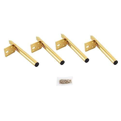 Desnysmf 4 Stück Konisch Sofafuß Möbelbeine Möbelfüße Metall Produkthöhe 18cm DIY Metall Tischfüße Möbelfüße Rund für Sofa Couchtisch fernsehschrank Bett und Andere Möbel, Gold, Tragfähigkeit 200kg von Desnysmf