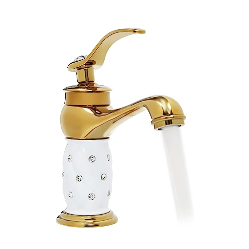 Messing Waschtisch Badewanne Wasserhahn Waschbecken Mixer Wasserhähne Badezimmer mit 2x Edelstahlschläuche, Schlauchgewinde G3/8'', für Wohnküchen, Bäder, Fitnessstudios, Spas, Gold, 0.5-0.8MPa Messing Waschtisch Badewanne Wasserhahn Waschbecken Mixer Wasserhähne Badezimmer mit 2x Edelstahlschläuche, Schlauchgewinde G3/8'', für Wohnküchen, Bäder, Fitnessstudios, Spas, Gold, 0.5-0.8MPa von Desnysmf