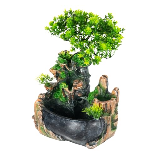 Zimmerbrunnen Springbrunnen Tischbrunnen Zimmerspringbrunnen Ornament Brunnen mit Pumpe, Für Dekorationen im Wohnzimmer, Flur, Eingang, Studie, Restaurant, 19 * 13 * 28.5cm von Desnysmf